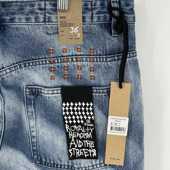 NWT Ksubi Maxx Kaos Fly Button Baggy Mens Denim Jeans Size 36x30 Hip Hop 90s - Picture 10 of 16